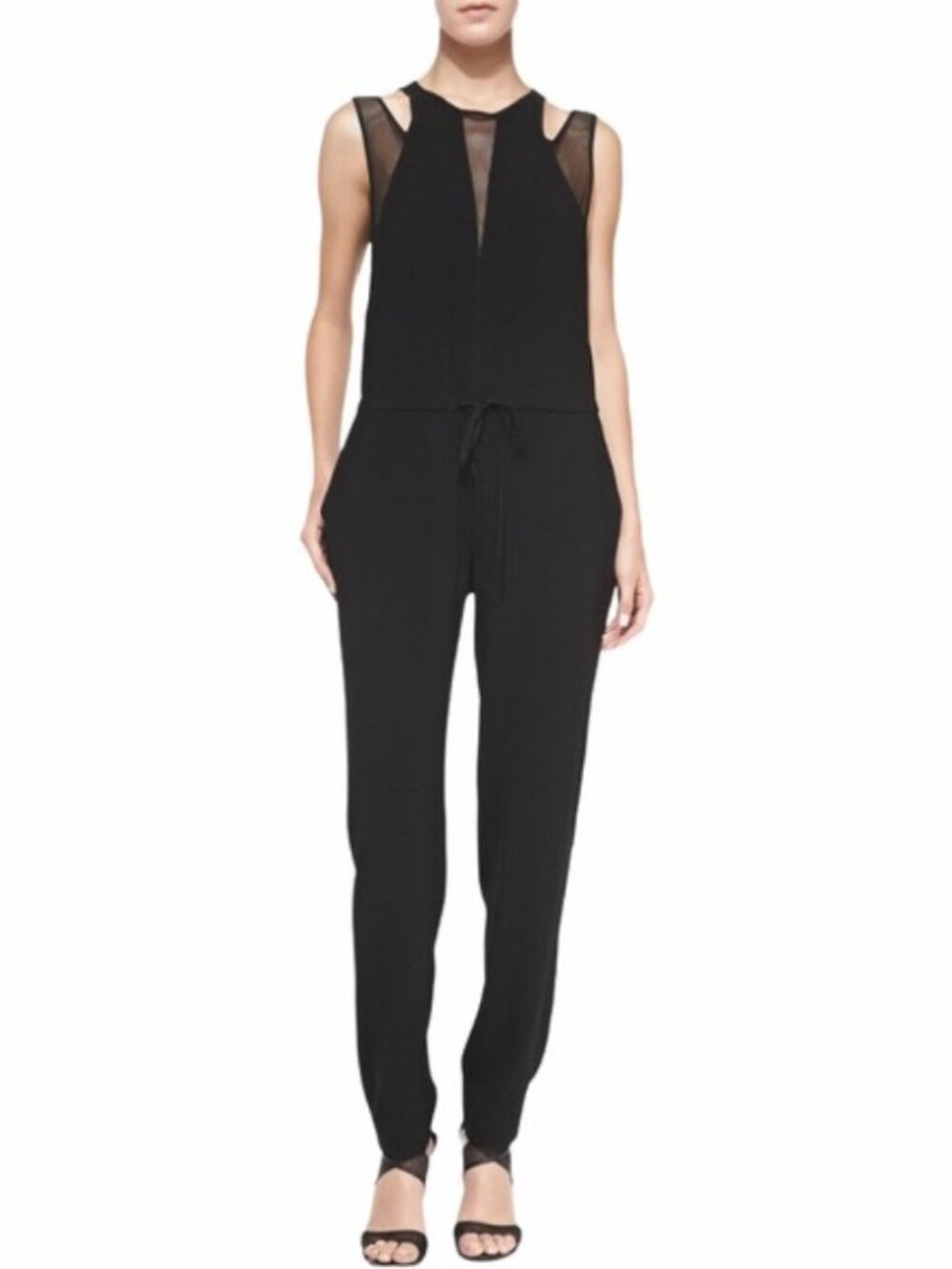 Rebecca Taylor Split-Strap Jumpsuit With Mesh Inserts - Size 2